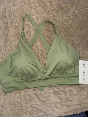 NWT Athleta Olive Green Plunge Bikini Top D-DD XL Adjustable Swim Top